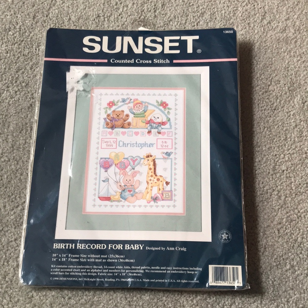 New! Birth Record for Baby Cross Stitch